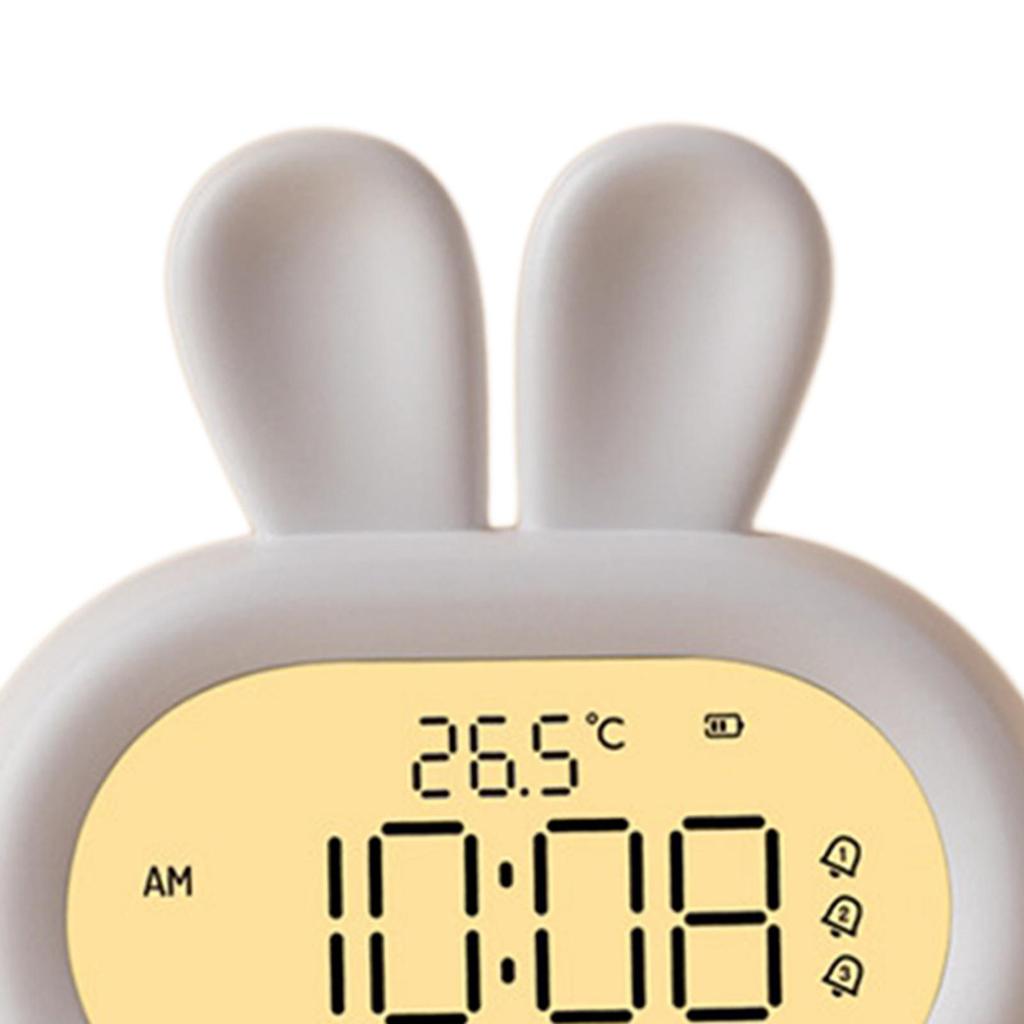 Night Light Large Screen Display Snooze Bunny Bedside Clock Kids Digital Alarm Clock for Children Boys Girls Toddlers