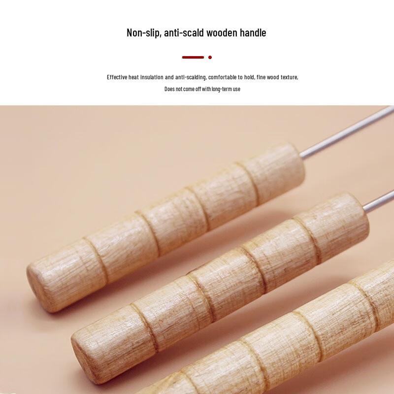 ZISIZ BBQ Wooden Handle Skewer & Fork Set
