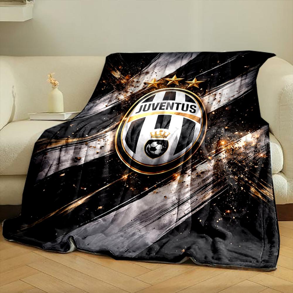 Black and Gold Juventus Designed Flannel Blanket for Bedroom, Living Room, Sofa, and Nap