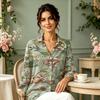 Women Lapel Long Sleeve Vintage Peony Floral Print Shirt, Thin Blouse for Leisure, Afternoon Tea, Vacation & Daily Wear