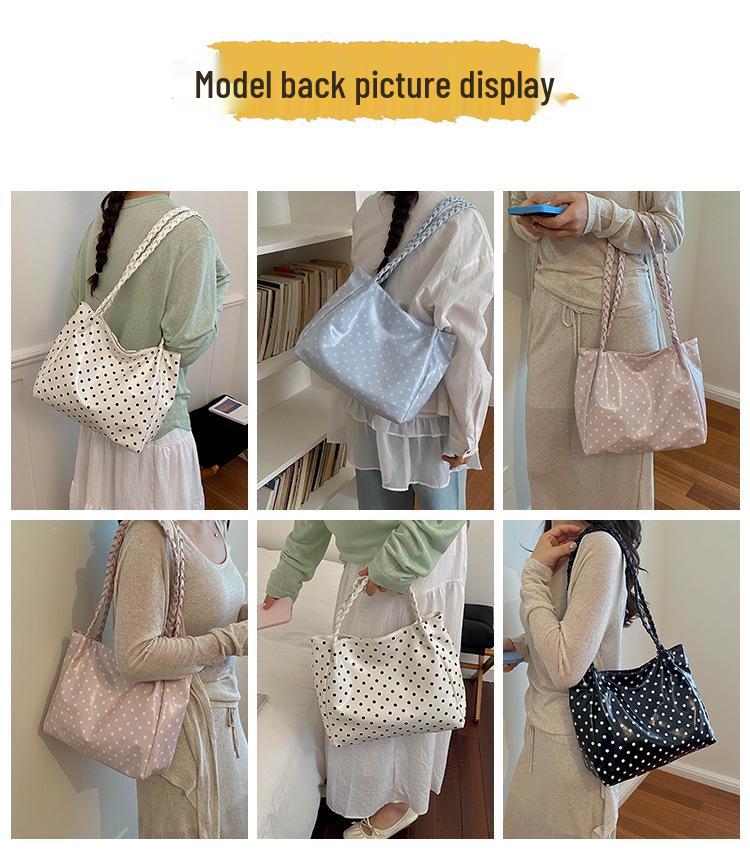 2026 Korean-Style Luxury Polka Dot Tote: Lightweight, Simple Fashion, Women's Single Shoulder Bag, Large Capacity