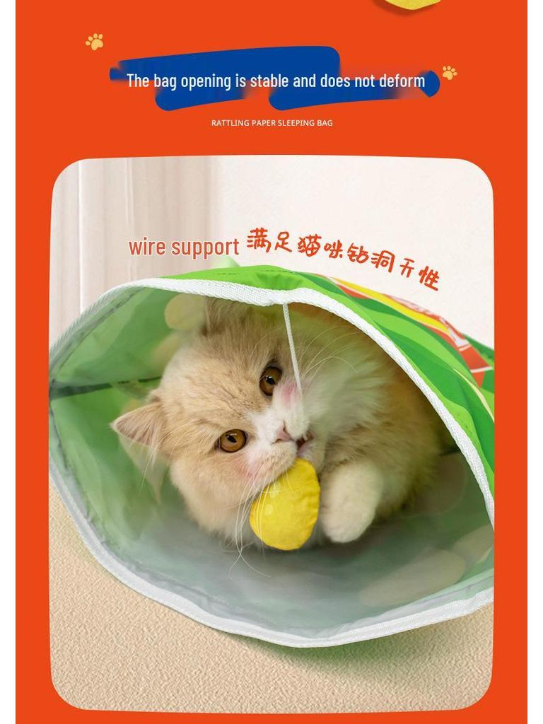 Cat Sleeping Bag: Self-Amusing Semi-Enclosed Tunnel Toy with Pendant for Kitten Boredom Relief