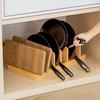Socpuro Wooden Frying Pan Rack, Pot Lid Stand with 7 Dividers, Adjustable Spacing, Dish Drainer, 39.5*23cm, Natural Look, Space-Saving, Easy Access To