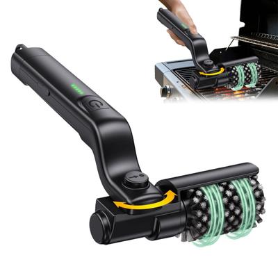 Electric Rotary Grill Brush with 3-Speed Power Control Adjustable 7-Angle Head Stainless Steel Bristles Cleaning Tool High Temp Resistant Grill Brush