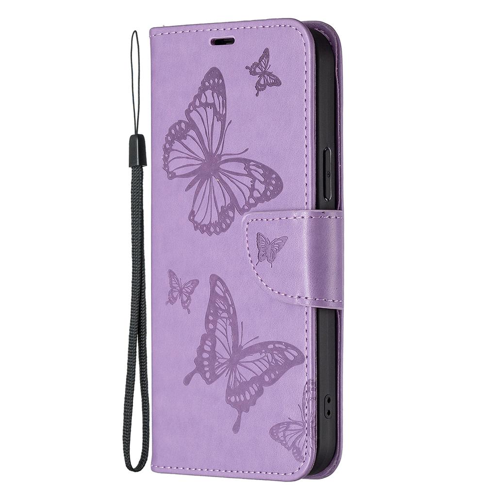 Shockproof Case for Xiaomi Redmi Note 12 Pro 5G/Note 12 Pro Speed 5G/Poco X5 Pro 5G PU Leather Cover Butterfly Imprinted with Strap