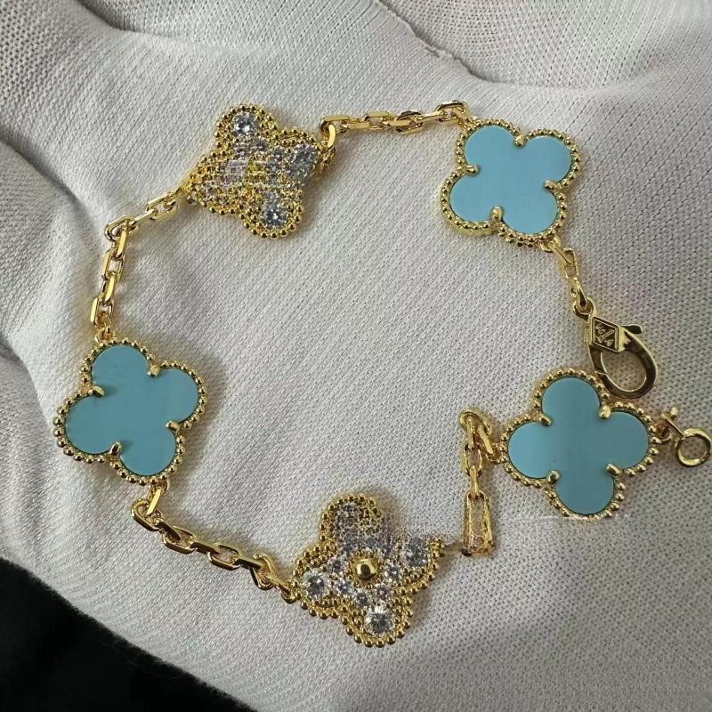 Exquisite Four-leaf Clover Bracelet for Women Five-flower Bracelet Double-sided Natural White Mother-of-pearl and Carnelian Bracelet