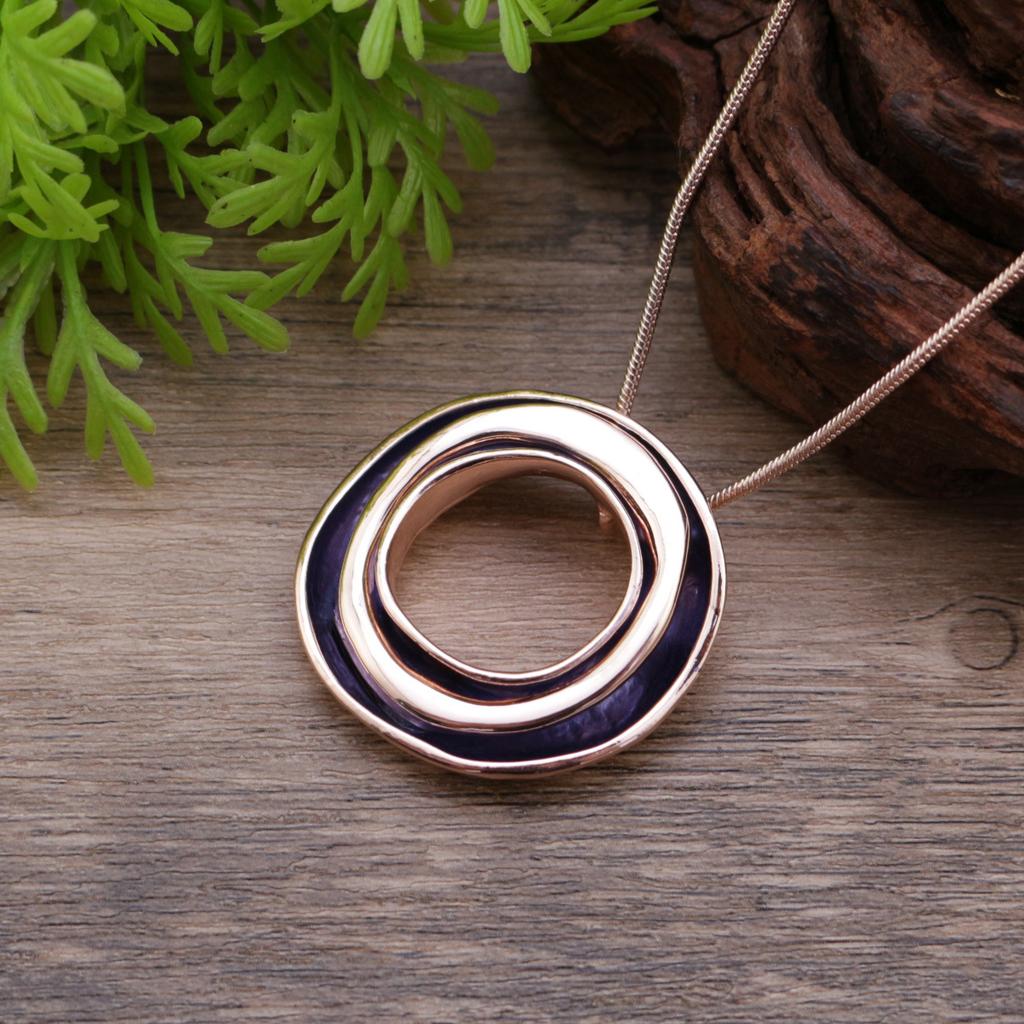 Color painting oil hollow ring pendant, personalized women's fashion geometric ring necklace