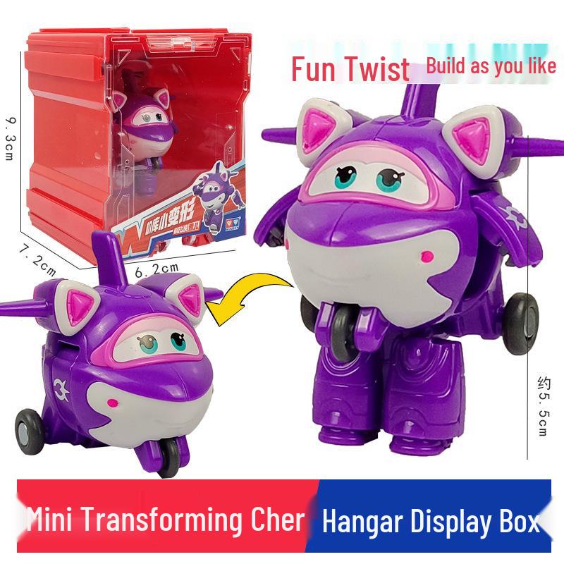 Super Wings 13-Piece Mini Transforming Robot Set: Jett, Big Strong, Jin, and Mighty Little Wing Toys
