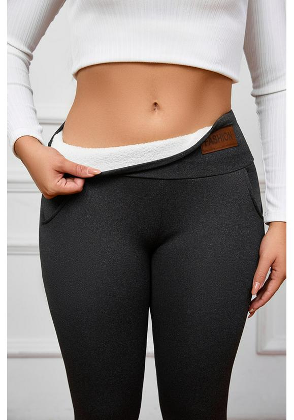 Damen Hohe Taille Fleecegefütterte Woll-Leggings - Warme Skinny Yoga-Hose für Herbst/Winter