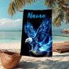 Custom Name Ultra-Soft Beach Towel with Eagle Theme,Ideal for Pool - Camping, Diving - Perfect Travel Essential, Vibrant Beach Towel.
