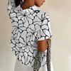 Summer plus-size women's printed shirts that flatter the figure and are suitable for chubby girls, perfect for commuting.
