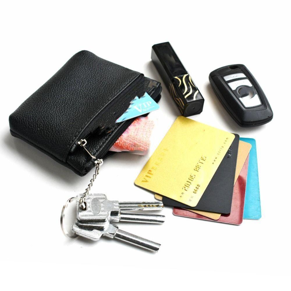 Pure Color Mini Change Purse Zipper Short Wallet Small PU Leather Coin Purse  Man