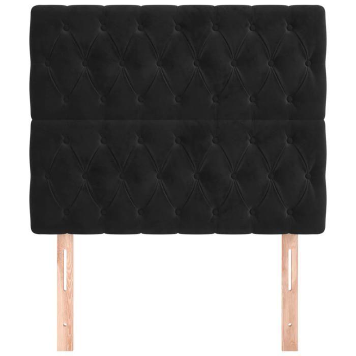 Tête de lit - Maison Exclusive - Velours noir - 90 x 7 x 118/128 cm réglable - Pieds bois stables