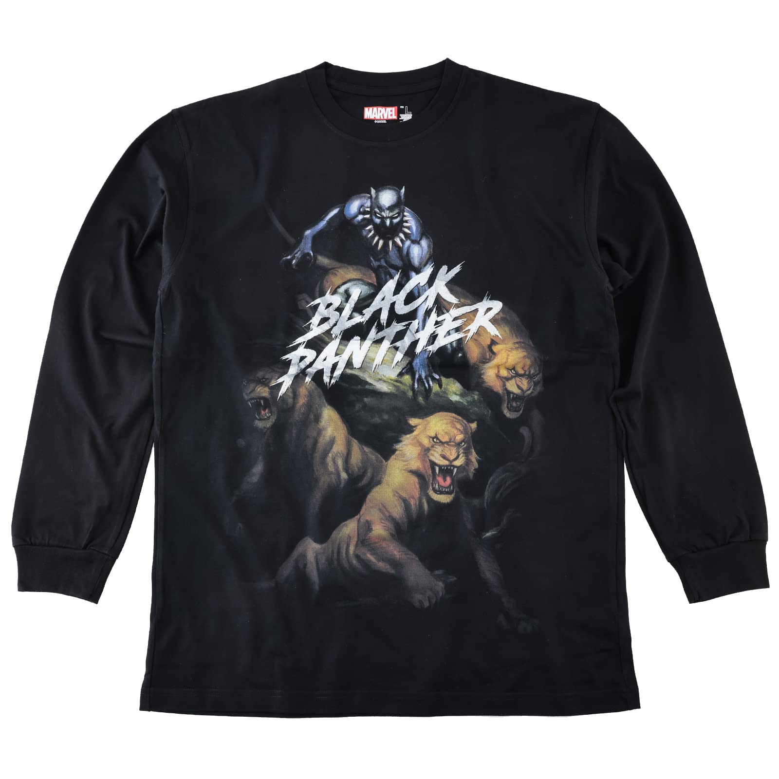 

EVERSOUL Marvel Long Sleeve T-Shirt, Black Panther, Captain America, American Comic Character Merchandise, Men s, Black, Size L [Parallel Import]