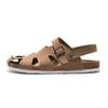2024 New Summer Men's Cork Sandalas Suede Leather Mule Clogs Slippers Man Soft Cork Two Buckle Beach Slides Footwear For Men