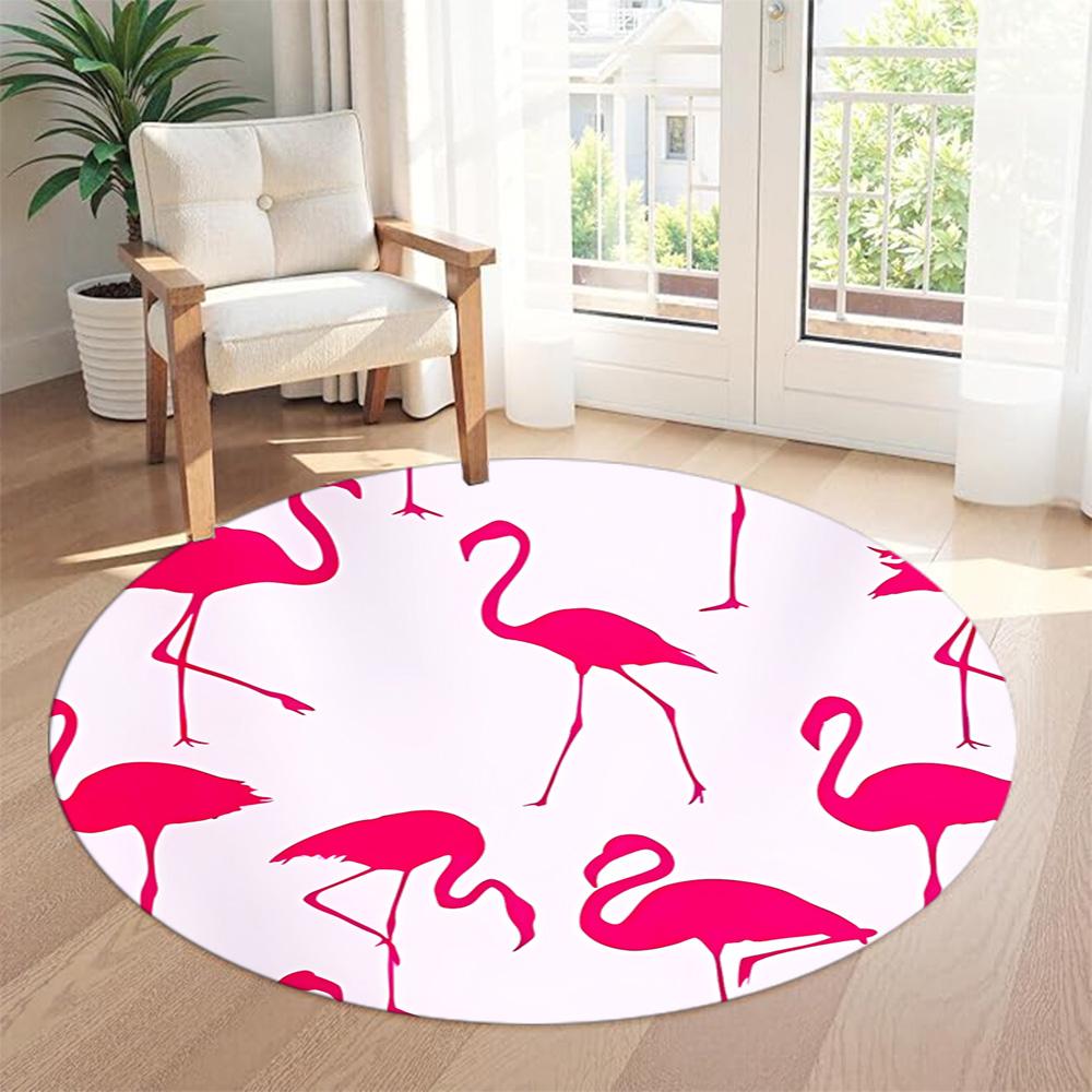 Flamingo Round Floor Rug Perfect for Dormitory Study Room Game Room Bedrooms Anti-slip Round Rug Decorate Offices Gift for Festivals