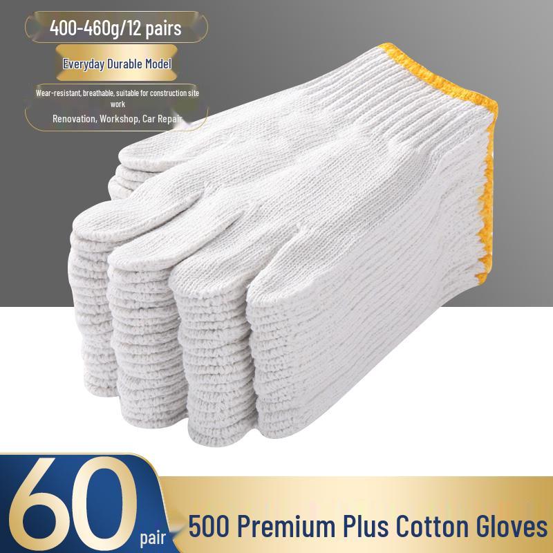 Men's Non-Slip Work Gloves - Durable, Wear-Resistant, Thickened Cotton Yarn & Nylon for Construction.