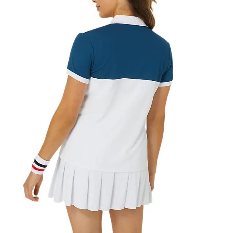 Asics Color-Block Casual Sports Polo Shirt Women Tops White 2042A295-100