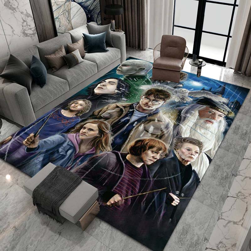 3D Printed Harry Potter Classic Fantasy Adventure Movie Theme Rug, Bedroom Living Room Play Mat