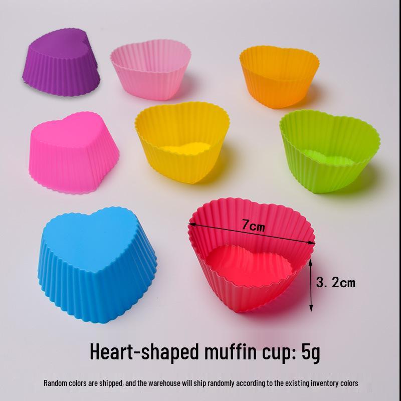 7cm Heart-Shaped Silicone Muffin & Cake Mold for Baking