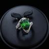 Large Carat Water Drop Pear Shape Synthetic Colored Treasure Open Ring Female Emerald Ruby Ring Jewelry