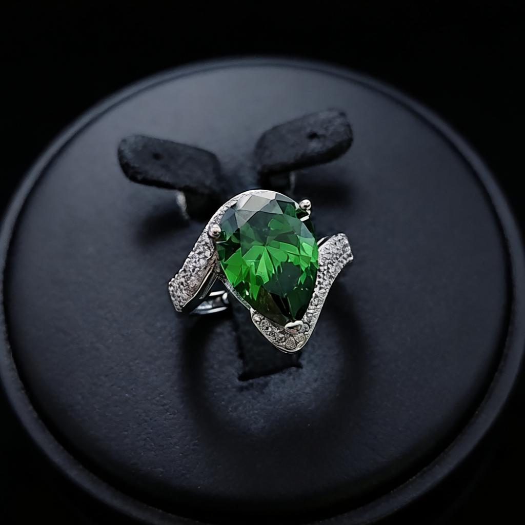 Large Carat Water Drop Pear Shape Synthetic Colored Treasure Open Ring Female Emerald Ruby Ring Jewelry