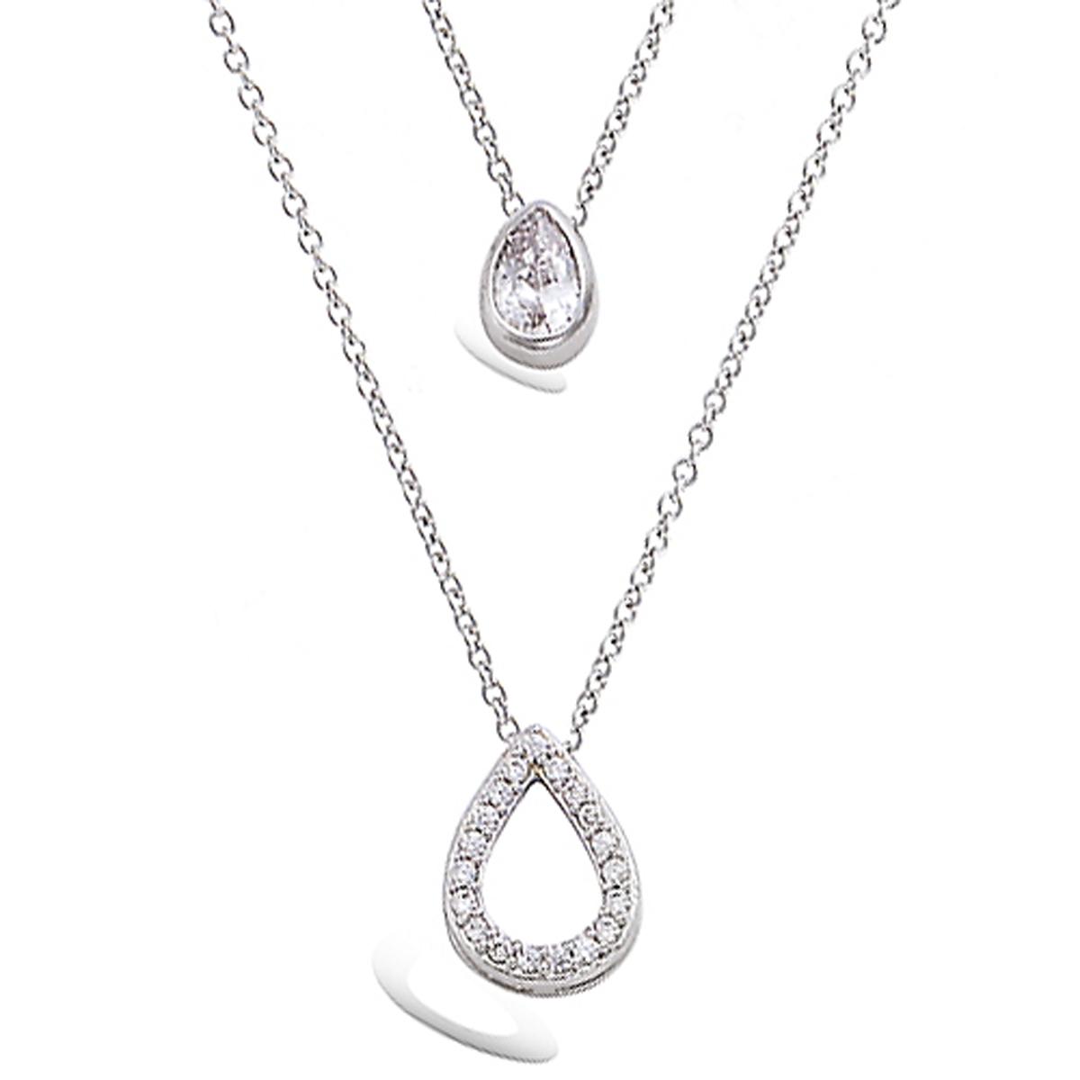 

Les Trésors De Lily [R5680] - Collier argent double Sissi argenté (rhodié) - 40 et 44 cm- 12x9 mm et 7x5 mm