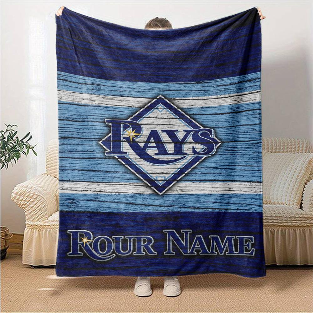 Name Custom Tampa Bay Rays Logo Print Flannel Blanket High Quality Warm Comfortable Cover for All Seasons Perfect for Gifts Home Decor