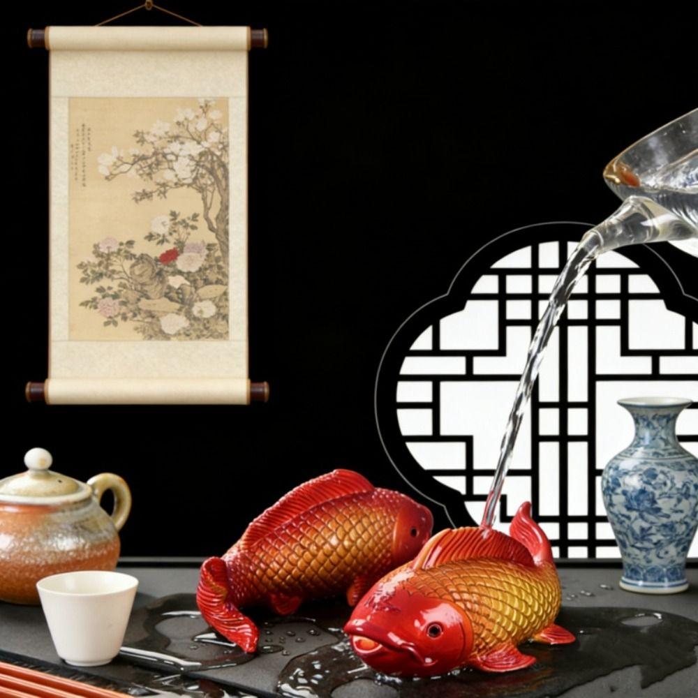 Heat Sensitive Tea Play Decoration Resin Koi Fish Tea Pet for Kung Fu Tea Lovers Gifts