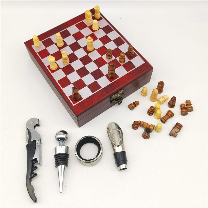 2 In 1 Chess Seahorse Beer Red Wine Openner Stopper Oring Set Wood Box Package Bottle Kitchen Dining Bar Tools Barware