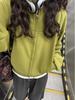 Women's Green Retro Style Zip-Up Hooded Sweatshirt Jacket - Spring Collection