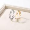 Korean Elegant Hollow Chain Stainless Steel Ring for Women - Luxury Versatile Couple's Finger Jewelry
