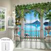 Enhance Your Bathroom with a Waterproof Shower Curtain Featuring a Serene Tropical Balcony for a Luxurious Experience