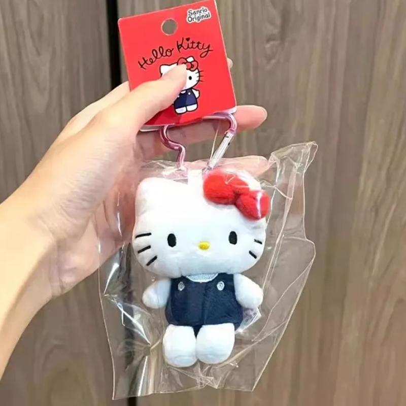 new Sanrio Hello Kitty Stuffed Doll Keychain Love Knot Kitty Cat Cute Cartoon Stuffed Keychains Bag Accessories Ornament Gifts
