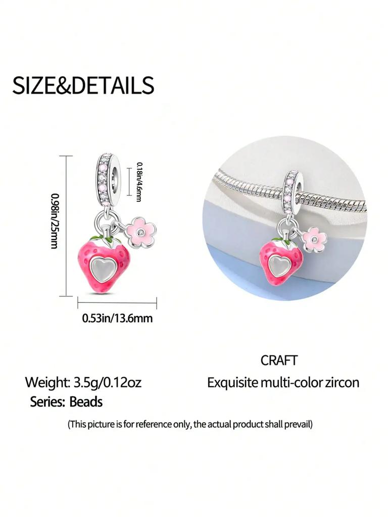 Charms Plata Copper Colors Avocado Strawberry Beads Charm Pendant For Original Bracelet For Women Diy Jewelry Love Gift