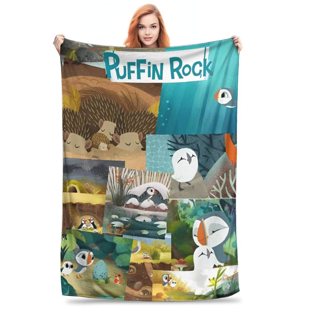 Puffin Rock Zeichentrick   Flaneldecke  Tolle Überwurfdecke für Bett Sofa Couch 200x150cm Teppichstück