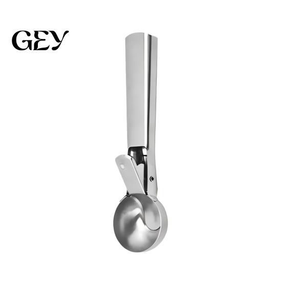 Scoop Tool Ice Cream Fruit Scoop, Stainless Steel Scooper with Trigger Non-Slip Handle, Heavy Duty Metal for Balls Rebound