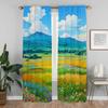 Healing Is a Pastoral Illustration Kitchen Curtains 2 Pieces Home Interior Curtains for Camera Window Curtain Shades Partition