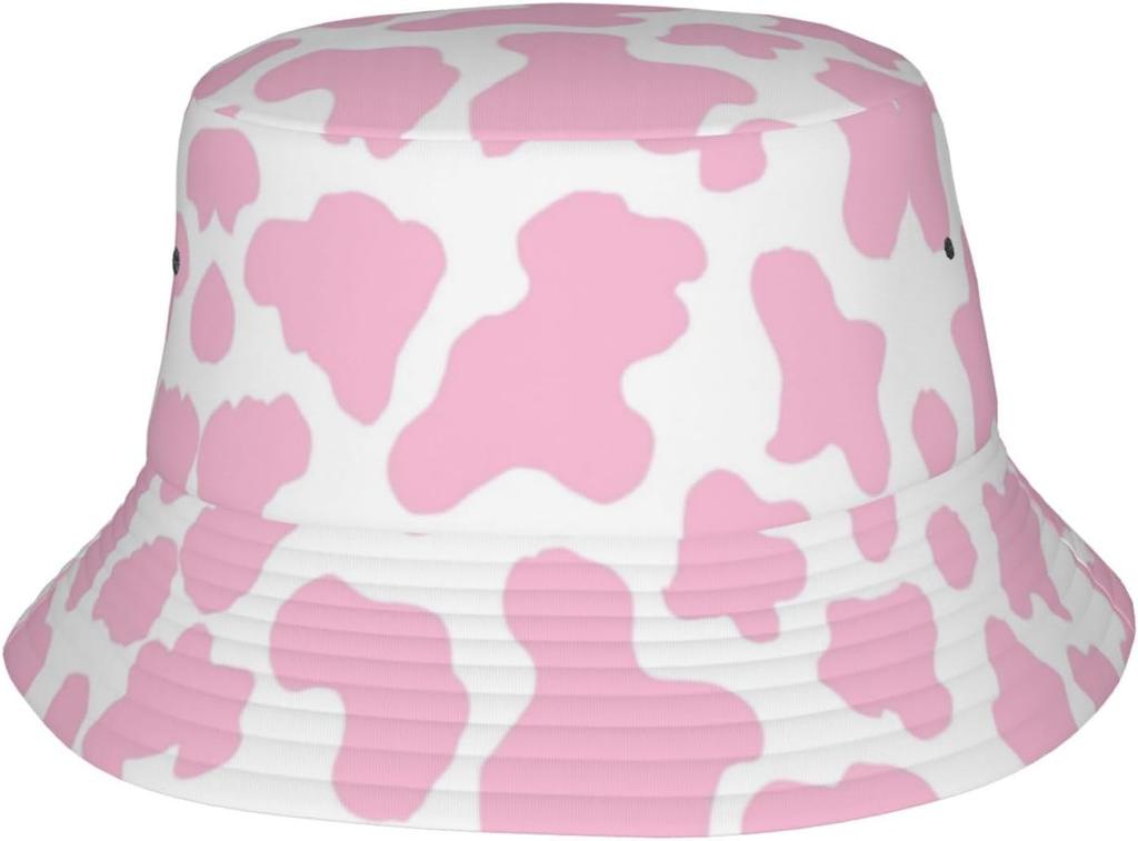 Chapeaux seau imprimé vache mignons pour femmes hommes été voyage chapeau de soleil pliable extérieur chapeau de pêcheur vache pour plage, golf 0008