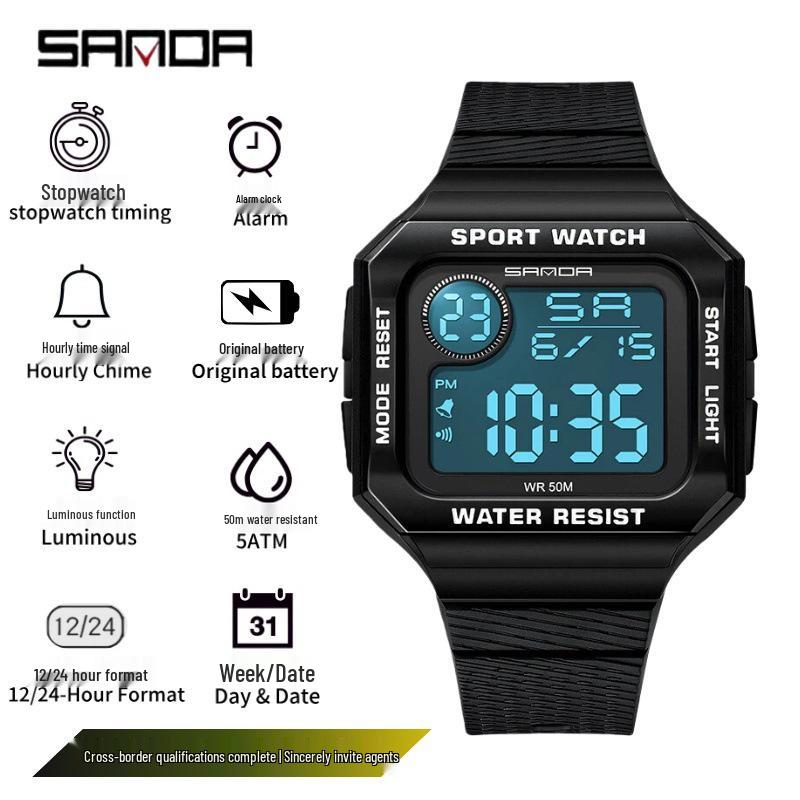Sanda Youth Multifunctional Luminous Waterproof Unisex Watch