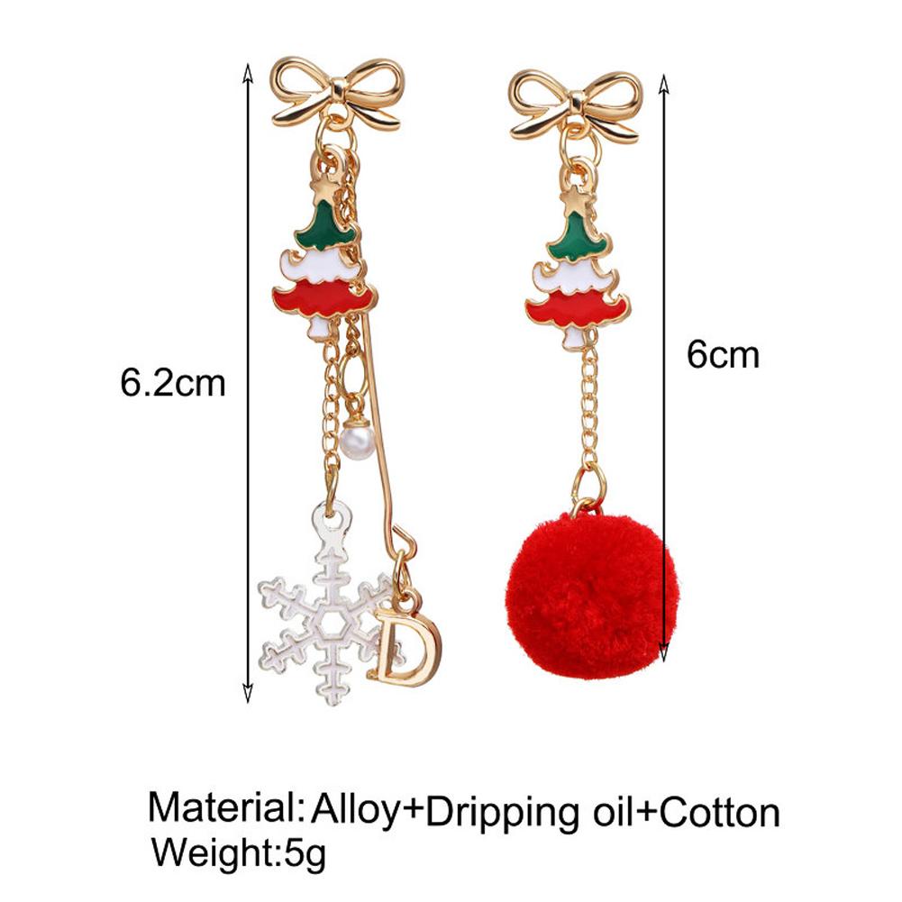 1 Pair of Christmas Earrings Wool Ball Letter Snowflake Pendant Earrings