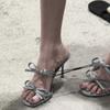 Fashion Summer Women Slippers Open Toe Butterfly-knot High Heel Slides Ladies Outdoor Stripper Party Sandalias