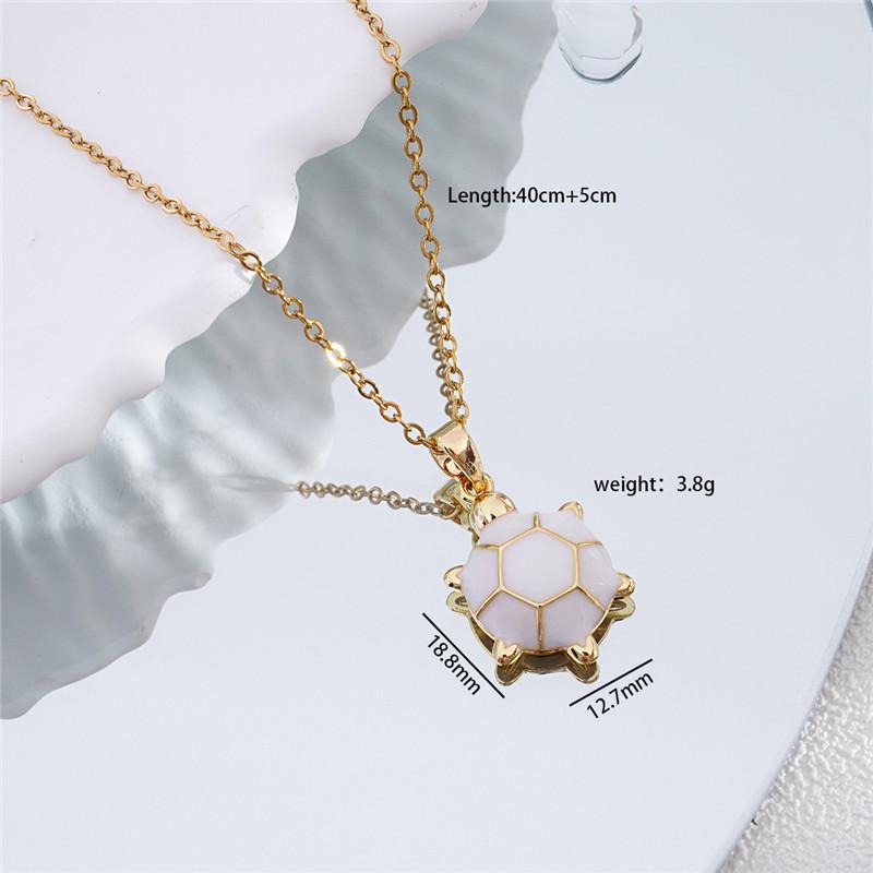 Cute Small Turtle Zircon Enamel Pendant Necklace Stainless Steel Chains Simple Animal Choker Jewelry Party Gift For Women Girls