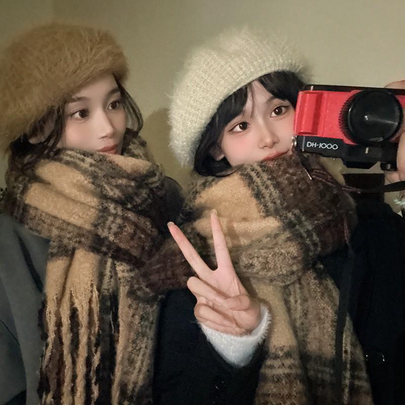 Korean Imitation Cashmere Plaid Scarf for Women - Thick, Warm, Versatile Autumn/Winter Fashion