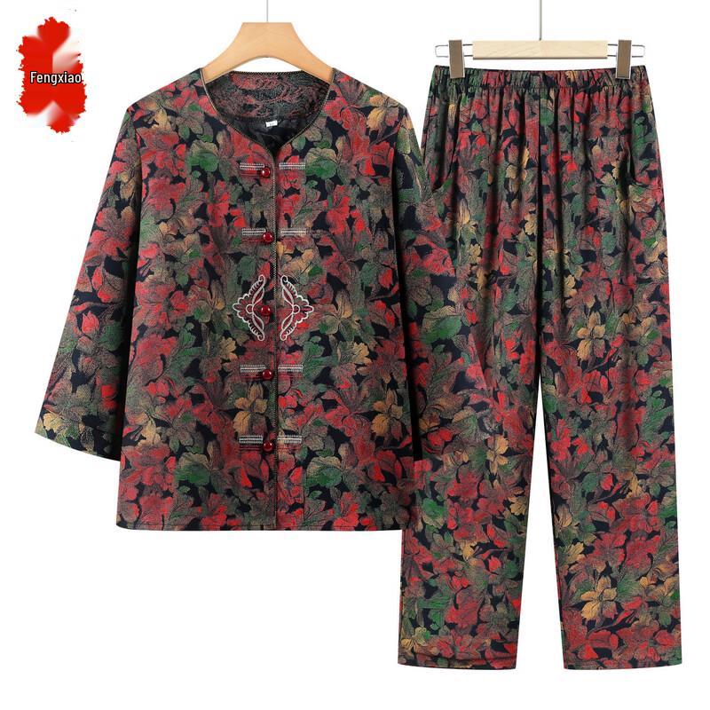 Elegant New Chinese Style Printed Two-Piece Shirt Set