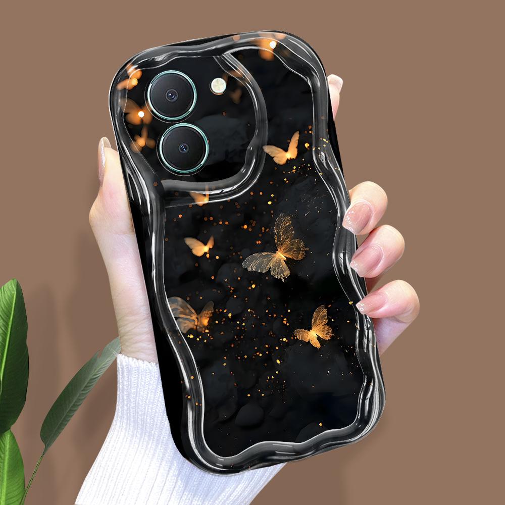 Cute Cartoon Pattern Cream Texture Casing Wavy Edge Soft Silicone Cover Phone Case for Vivo