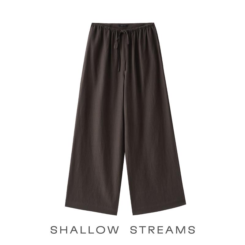 Breathable Linen Lace-Up Wide-Leg Pants - Comfortable and Cool Medium эбеновый/коричневый