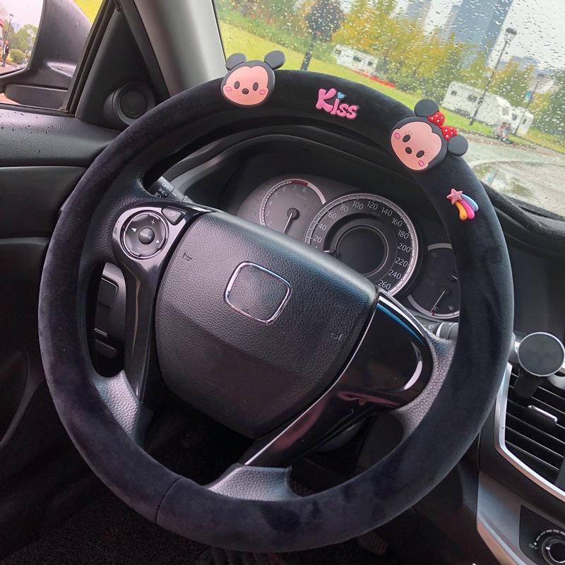 Steering Plush Car Wheel Cover Cartoon Print Four Seasons Installation Easy