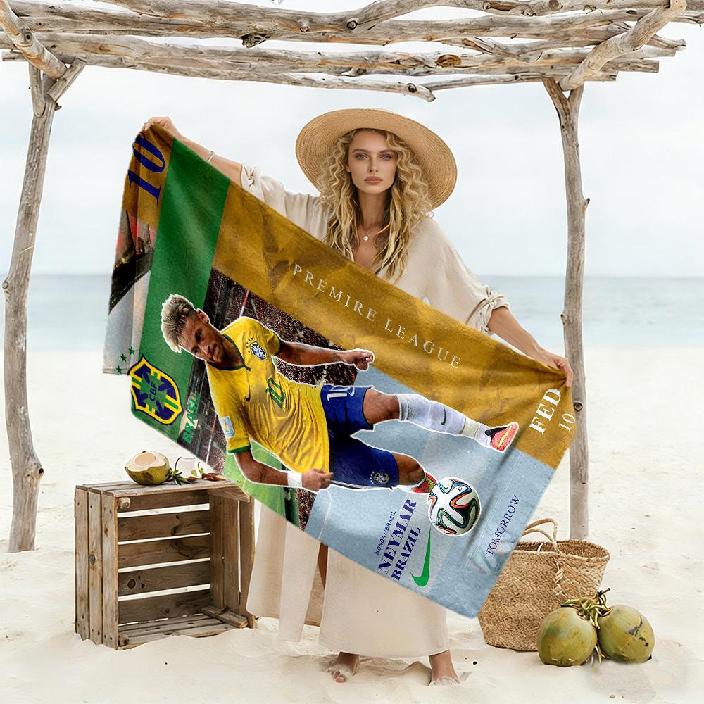 Asciugamano da Spiaggia Giocatore di Calcio Brasiliano Alta Assorbenza & Asciugatura Rapida Confortevole Leggero Perfetto per Viaggiare Yoga Campeggio e Nuoto