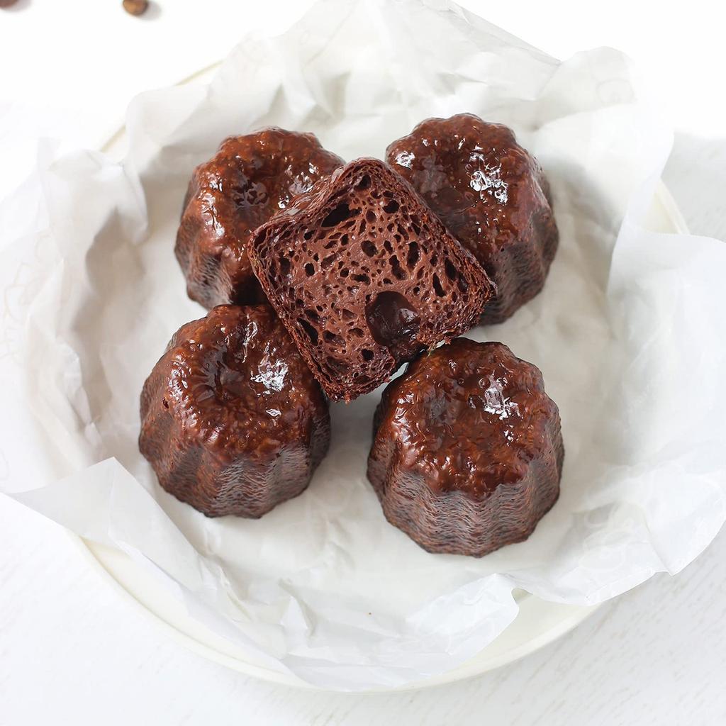 CHEFMADE Canelé Molds, Set of 6, Non-Stick Cake Molds, Outer Dimensions: Approx. 26.7*18.1*5.1cm, Cups: 5.5*4.5cm (Black)